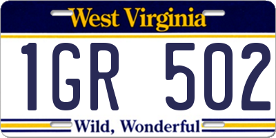 WV license plate 1GR502