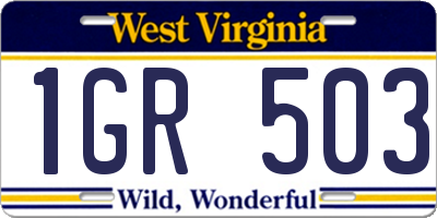 WV license plate 1GR503
