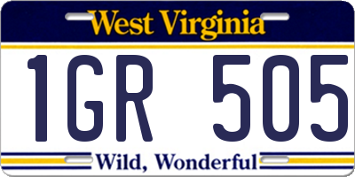 WV license plate 1GR505