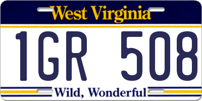 WV license plate 1GR508