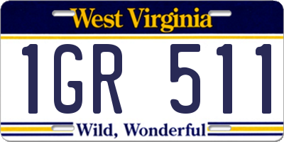 WV license plate 1GR511
