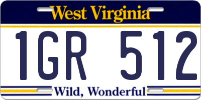 WV license plate 1GR512