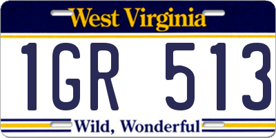 WV license plate 1GR513