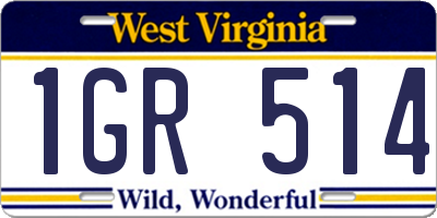 WV license plate 1GR514