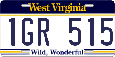 WV license plate 1GR515