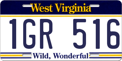 WV license plate 1GR516