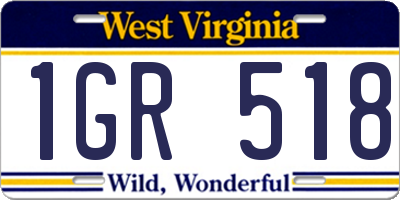 WV license plate 1GR518