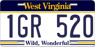 WV license plate 1GR520