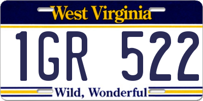 WV license plate 1GR522