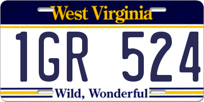 WV license plate 1GR524