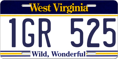 WV license plate 1GR525