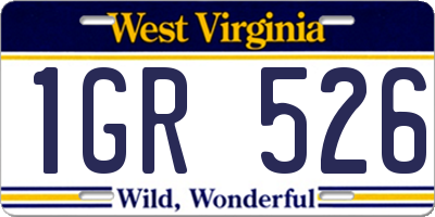 WV license plate 1GR526