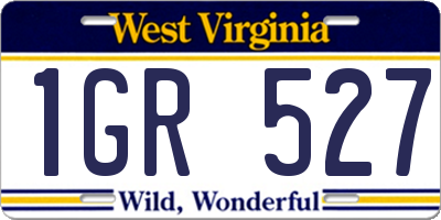 WV license plate 1GR527