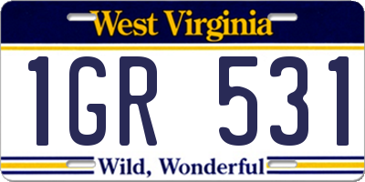WV license plate 1GR531