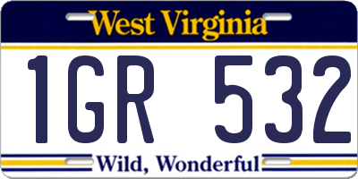 WV license plate 1GR532