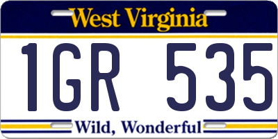WV license plate 1GR535