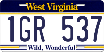 WV license plate 1GR537