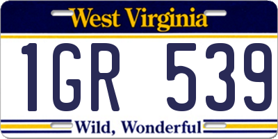 WV license plate 1GR539