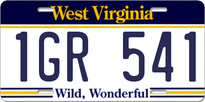 WV license plate 1GR541