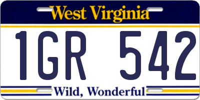 WV license plate 1GR542