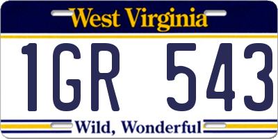 WV license plate 1GR543