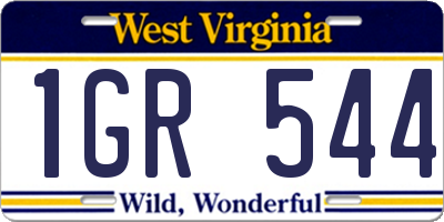 WV license plate 1GR544