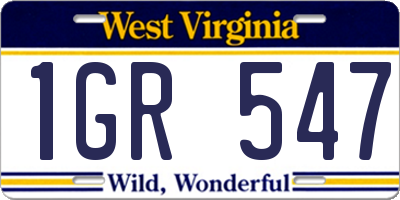 WV license plate 1GR547