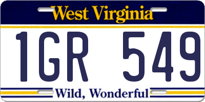 WV license plate 1GR549