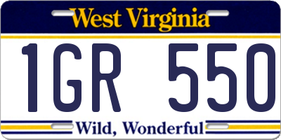 WV license plate 1GR550