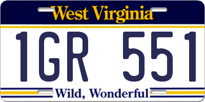 WV license plate 1GR551