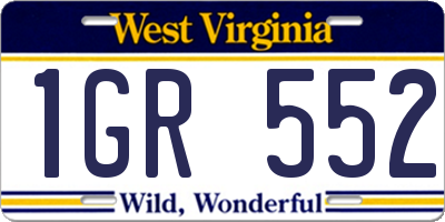 WV license plate 1GR552