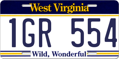 WV license plate 1GR554