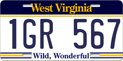 WV license plate 1GR567