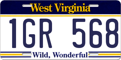 WV license plate 1GR568