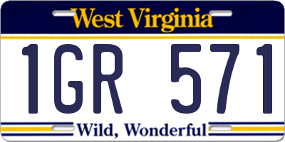 WV license plate 1GR571