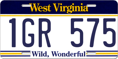 WV license plate 1GR575