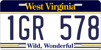 WV license plate 1GR578