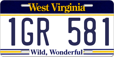 WV license plate 1GR581