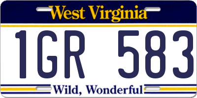 WV license plate 1GR583