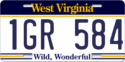 WV license plate 1GR584
