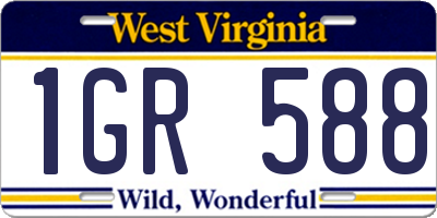 WV license plate 1GR588