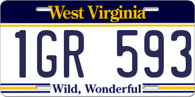 WV license plate 1GR593