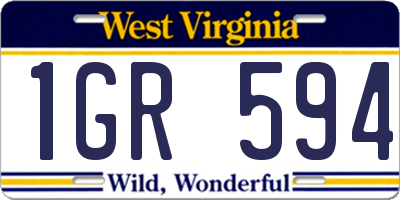WV license plate 1GR594