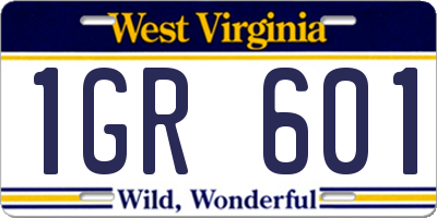 WV license plate 1GR601