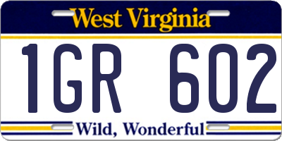 WV license plate 1GR602