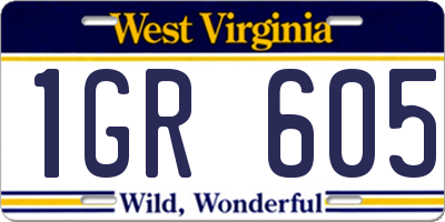 WV license plate 1GR605