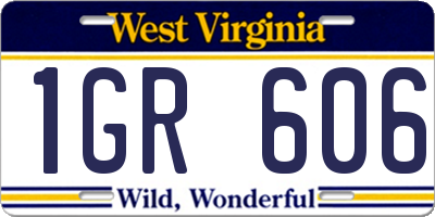 WV license plate 1GR606