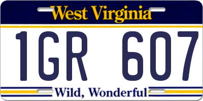 WV license plate 1GR607