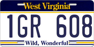 WV license plate 1GR608