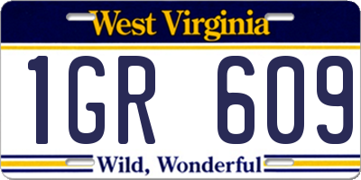 WV license plate 1GR609